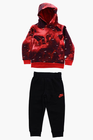 Fleeced-Cotton Joggers and Tie Dye Effect Hoodie Set