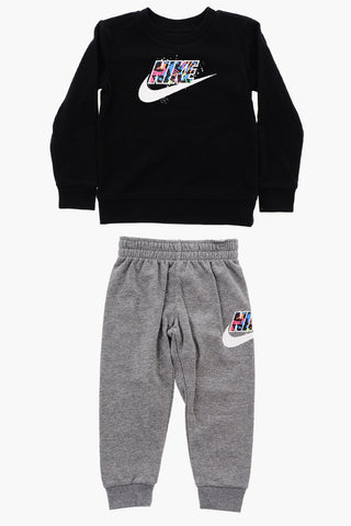 Crew-neck Sweatshirt and Joggers Set with Printed Logo