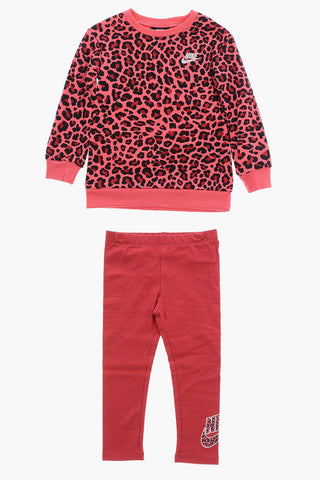 Animal Patterned Crew-neck Sweatshirt and Leggings Set