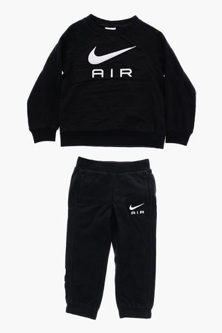 AIR Double-Layered Crew-neck Sweatshirt and Brushed Cotton Joggers Set