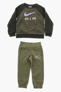 AIR Set Felpa Girocollo in Doppio Tessuto e Joggers in Cotone Garzato