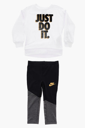 Set Felpa Girocollo e Leggings con Logo Dorato