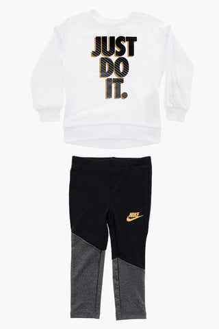 Set Felpa Girocollo e Leggings con Logo Dorato
