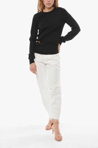 Crewneck Sweater with Brooch