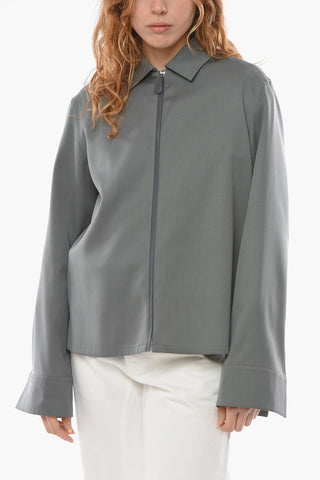 Full Zip Shirt with Bell Sleeve