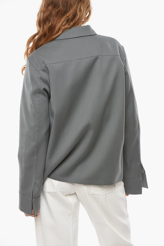 Full Zip Shirt with Bell Sleeve