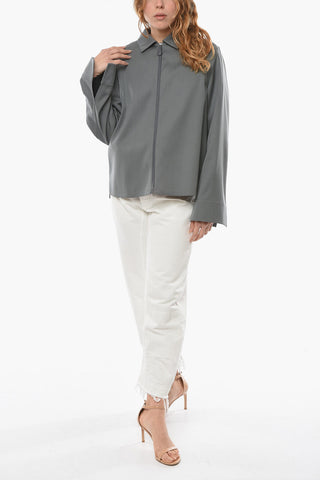 Full Zip Shirt with Bell Sleeve