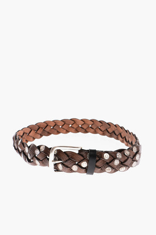 Cintura B-CROX in Pelle Intrecciata con Borchie 40mm