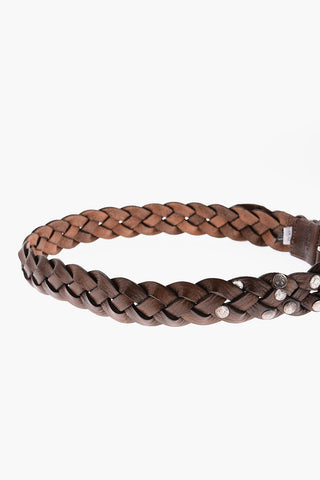 Cintura B-CROX in Pelle Intrecciata con Borchie 40mm
