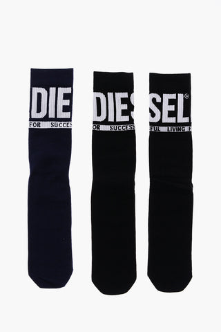 Contrasting Logo Embroidered SKM-RAY 3 Pairs Of Socks