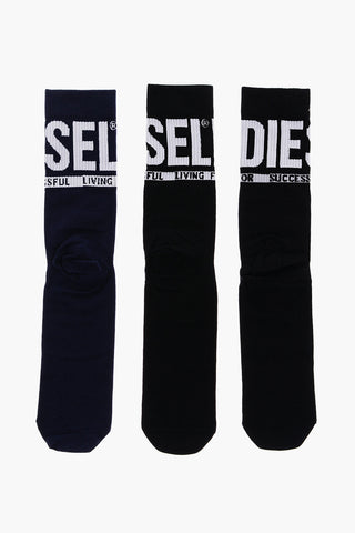 Contrasting Logo Embroidered SKM-RAY 3 Pairs Of Socks