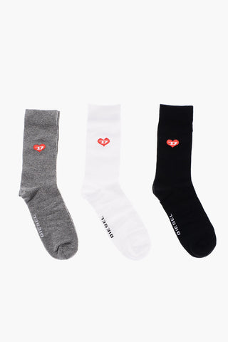 Heart and D Logo Embroidery SKM-HERMINE 3 Pairs of Socks