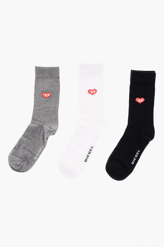 Heart and D Logo Embroidery SKM-HERMINE 3 Pairs of Socks