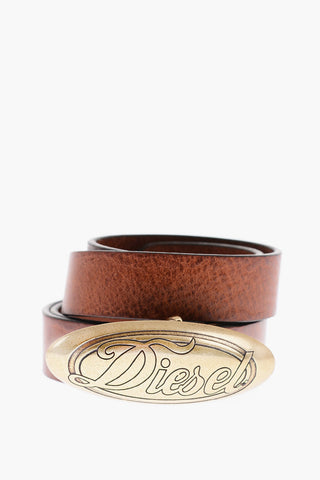 Leather B-ALYEN Belt with Logoed Oval Buckle 25mm