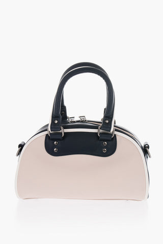 Two-Tone Faux Leather RINKE TOP Mini Handle Bag
