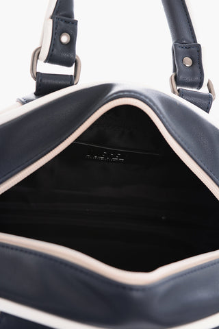 Two-Tone Faux Leather RINKE TOP Mini Handle Bag