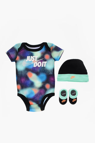 Body, Beanie and Booties Set with Acid Wash Effect