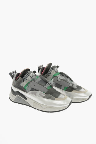 Leather and Fabric S-BRENTHA Sneakers with Silver Details