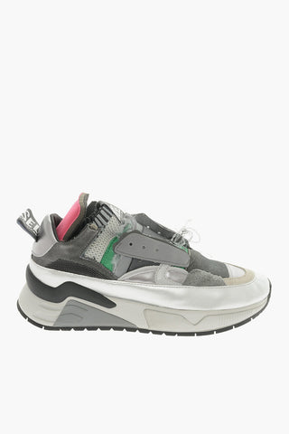 Leather and Fabric S-BRENTHA Sneakers with Silver Details