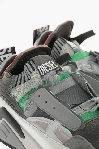 Leather and Fabric S-BRENTHA Sneakers with Silver Details