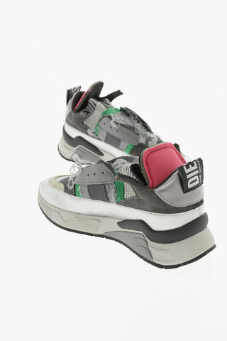 Leather and Fabric S-BRENTHA Sneakers with Silver Details
