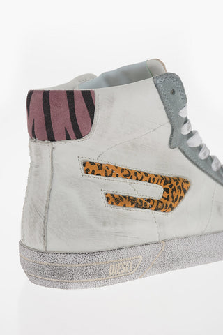 Sneakers Alte S-LEROJI in Pelle e Camoscio con Dettagli Animalier