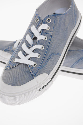 Acid Wash Denim S-ATHOS Low-Top Sneakers