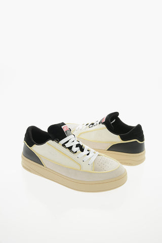 Sponge Trimmings Textured Leather and Suede S-SINNA Low-Top Sneakers