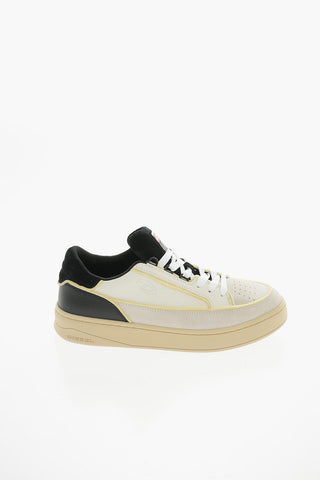 Sponge Trimmings Textured Leather and Suede S-SINNA Low-Top Sneakers