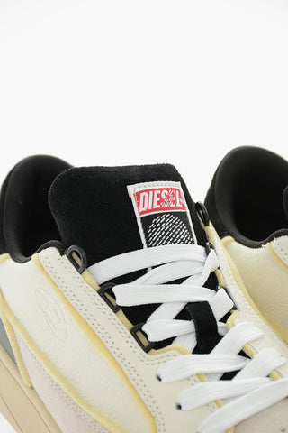 Sponge Trimmings Textured Leather and Suede S-SINNA Low-Top Sneakers
