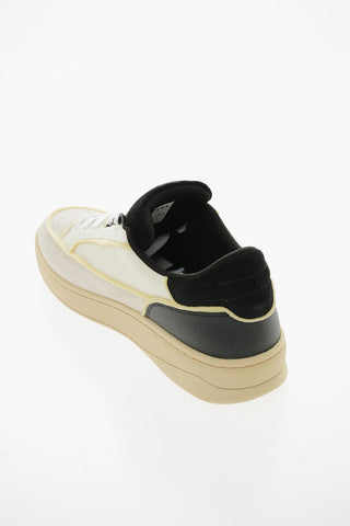 Sponge Trimmings Textured Leather and Suede S-SINNA Low-Top Sneakers