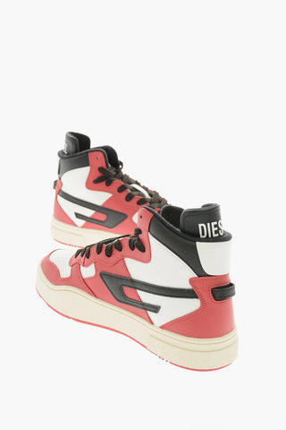 Sneakers Alte S-UKIYO in Pelle con Lacci e Logo Patch D a Contrasto