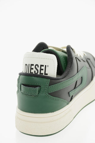 Contrasting Laces and D-Patch Logo Leather S-UKIYO High-Top Sneakers