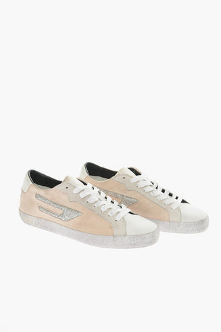 Leather and Suede S-LEROJI Sneakers with Glittery Logo