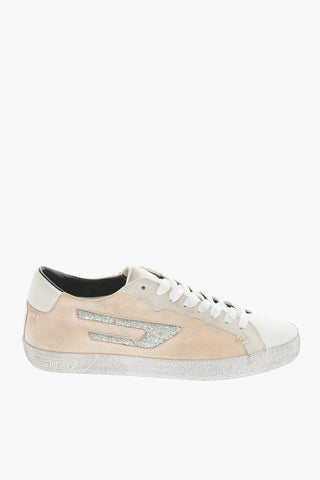Leather and Suede S-LEROJI Sneakers with Glittery Logo
