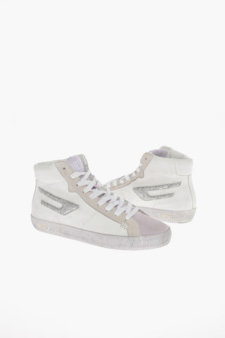 Sneakers Alte S-LEROJI in Pelle e Camoscio con Logo Glitter