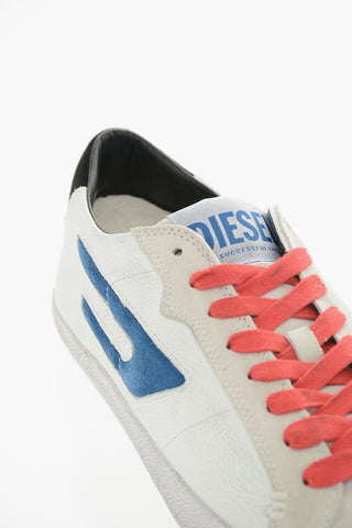 Vintage Effect Textured Leather and Suede S-LEROJI Low-Top Sneakers
