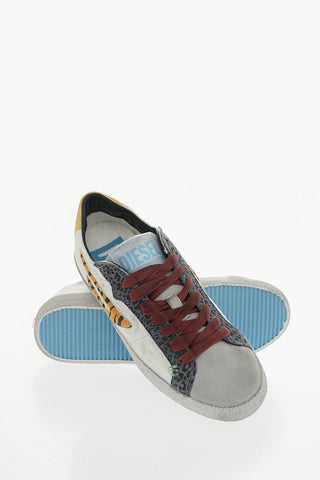 Animal Details Leather and Suede S-LEROJI Low Top Sneakers