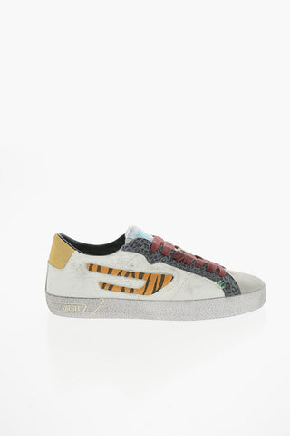 Animal Details Leather and Suede S-LEROJI Low Top Sneakers