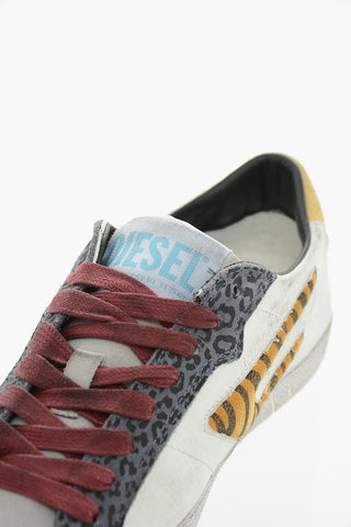 Animal Details Leather and Suede S-LEROJI Low Top Sneakers