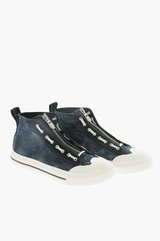 Sneakers Alte S-ASTICO in Denim con Chiusura Zip