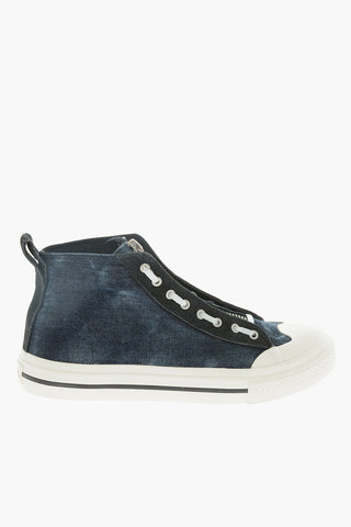 Sneakers Alte S-ASTICO in Denim con Chiusura Zip