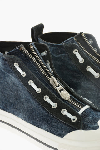 Sneakers Alte S-ASTICO in Denim con Chiusura Zip