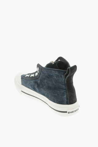 Sneakers Alte S-ASTICO in Denim con Chiusura Zip