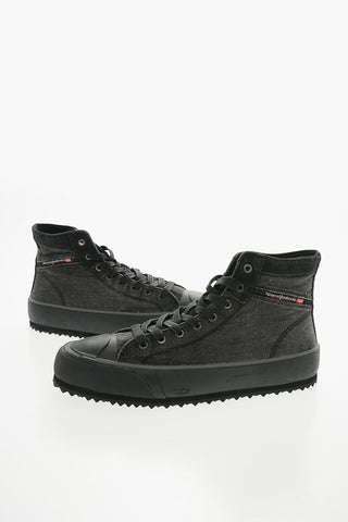 Sneakers Alte S-PRINCIPIA in Denim con Rifiniture in Pelle