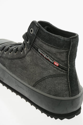 Sneakers Alte S-PRINCIPIA in Denim con Rifiniture in Pelle