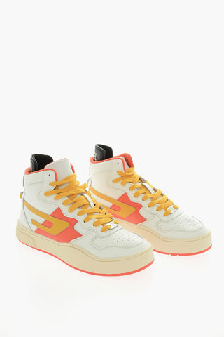 Contrasting Laces and D-Patch Logo Leather S-UKIYO High-Top Sneakers