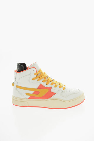 Contrasting Laces and D-Patch Logo Leather S-UKIYO High-Top Sneakers