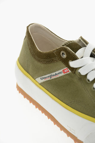 Canvas and Suede S-PRINCIPIA Low-Top Sneakers with Platform 4,5cm