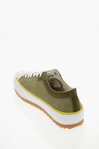 Canvas and Suede S-PRINCIPIA Low-Top Sneakers with Platform 4,5cm